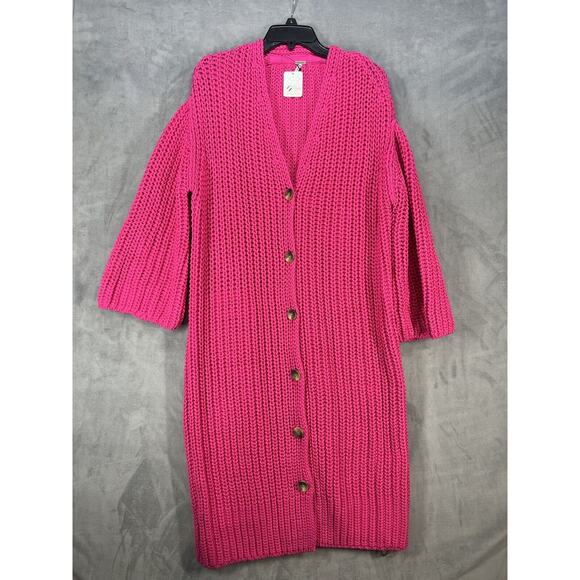 Free People Offside Cardigan Size Small Pink Button Front - Picture 1 of 8